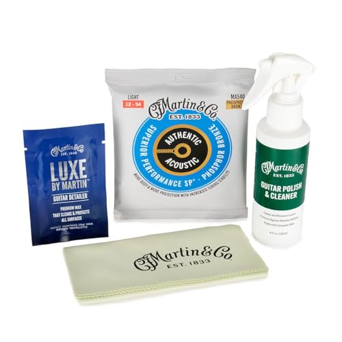 Martin Guitar Cleaning Kit | Complete Bundle with Polish Microfiber Cloth Detailer & Strings | Pro-Level Care for Acoustic Guitars