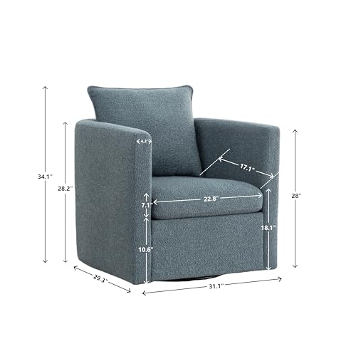 Sillón giratorio moderno azul con cojín mullido miniatura 2
