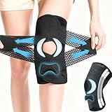 FREE BIRD 膝サポーター しっかり固定 スポーツ 薄手 V字ベルト 膝パッド 蒸れない ランニング 登山 日常生活 左右兼用 (L)