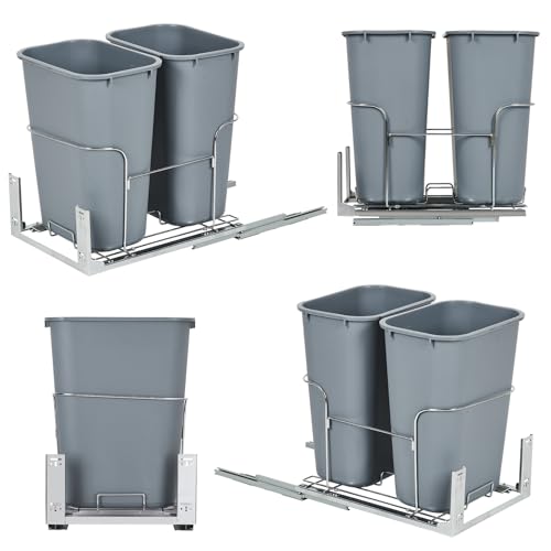 Caneca de basura extraíble doble 25 cuartos gris