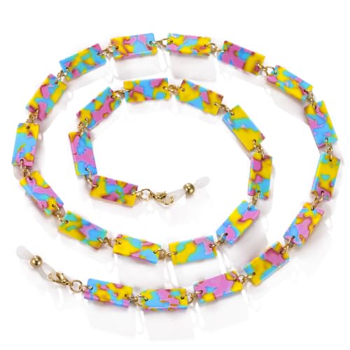 Image of kkjoy Acrylic Glasses Chain Colourful Squares Beach Holidays Sunglasses Holder Strap Eyeglass Lanyards for Women Men