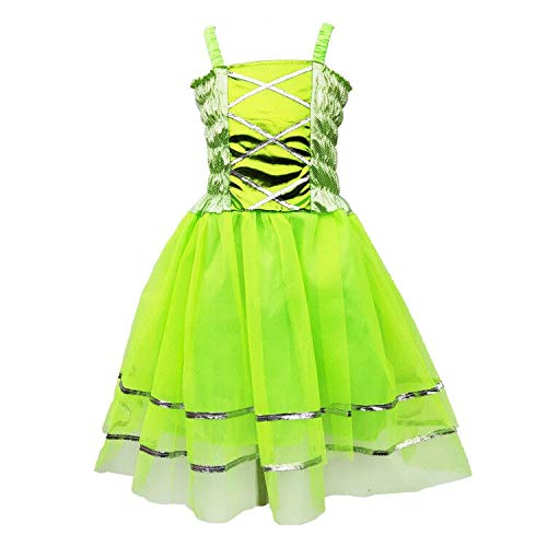 Danballto Tinkerbell Costume For Girl Tutu Dress Up Green Fairy Wings Halo Fairy Wings Wand #TOP1