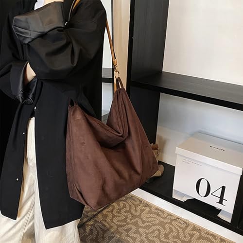 Suede Purse Large Slouchy Suede Bag Hobo Shoulder Bag for Women Soft Casual Tote with Alt Faux Leather Straps Everyday 20254