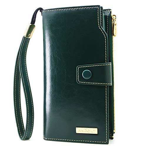 ANDOILT RFID Blocking Leather Clutch Wallet β Green