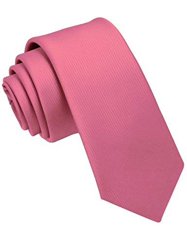JEMYGINS Corbata de Hombre Ajustada de Color Sólido a Rayas Diagonales 6 cm de Ancho Rosa.
