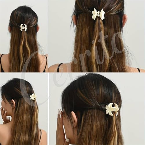 Image of Cerrito 9 Pcs Flower Hair Claw Clips for Women Girls - Large Strong Hold Clamps for Thick Thin Hair, Matte Nonslip, Neutral Floral Claw, Styling Small Hair Accessories, Ponytail Holder, Multicolor