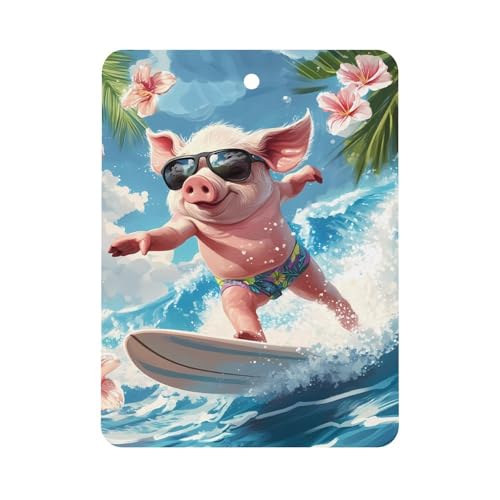 Pigs Surfing Car Air Freshener Hanging Aromatherapy Tablets for Car Accessories Square