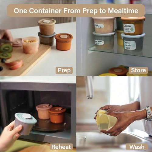 Moonkie 6 Pack Babybrei Einfrieren Behälter Silikon | 120ml Portionen | Beikost Baby Zubehör | Auslaufsichere Aufbewahrung für Babynahrung | Für Gefrierfach & Mikrowelle