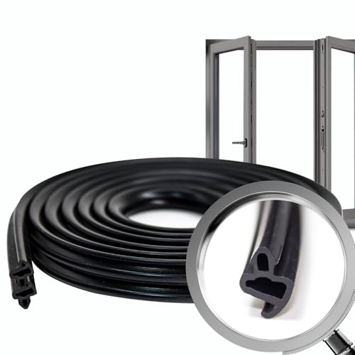 Burlete de aluminio S-1150 (10 m) – Burlete EPDM negro de calidad, aislante térmico y acústico para puertas y ventanas, perfecto para sellar y proteger contra corrientes de aire y polvo.