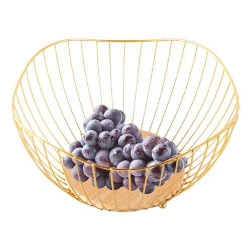 mivceklw Black Wire Fruit Basket Organizer, Open Metal Kitchen Bowl for Produce Bread Vegetables Snacks, Decorative Storage for Pantry Table or Dining, Black, Gold, 10,43 x 10,43 x 5,31 pulgadas