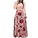 Produktbild iCerber Elegant Kleider Damen Langarm Große Größen mit Blüte Drucken Lang High Waist Böhmen Elastische Cocktailkleid Festliches Kleid Maxikleider(XXXXL,Rosa)
