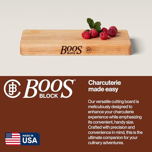 Image of John Boos Chop-N-Slice Series Rectangular Wooden Maple Cutting Board 10 inchx5 inch - 1 inch Thick, 1.4-lb Reversible Butcher Block with Eased Corners & Edge-Grain - Made in the USA | 1 inch Thick, 1.4-lb Reversible Butcher Block with Eased Corners & Edge-Grain - Made in USA