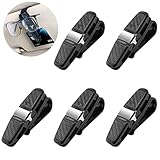 IGOOLEE 5 PCS Car Sunglasses Cliper Holders Clip Hanger with Ticket Card Clip Carbon Fiber Texture Universal Vehicle Glasses Holder for Car (Silver)
