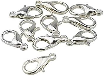 LASSUM 100 Pcs Stainless Steel Lobster Claw Clasps 7x12mm Silver Plated Lobster Claw Clasps for Jewelry Necklaces Bracelet Making
