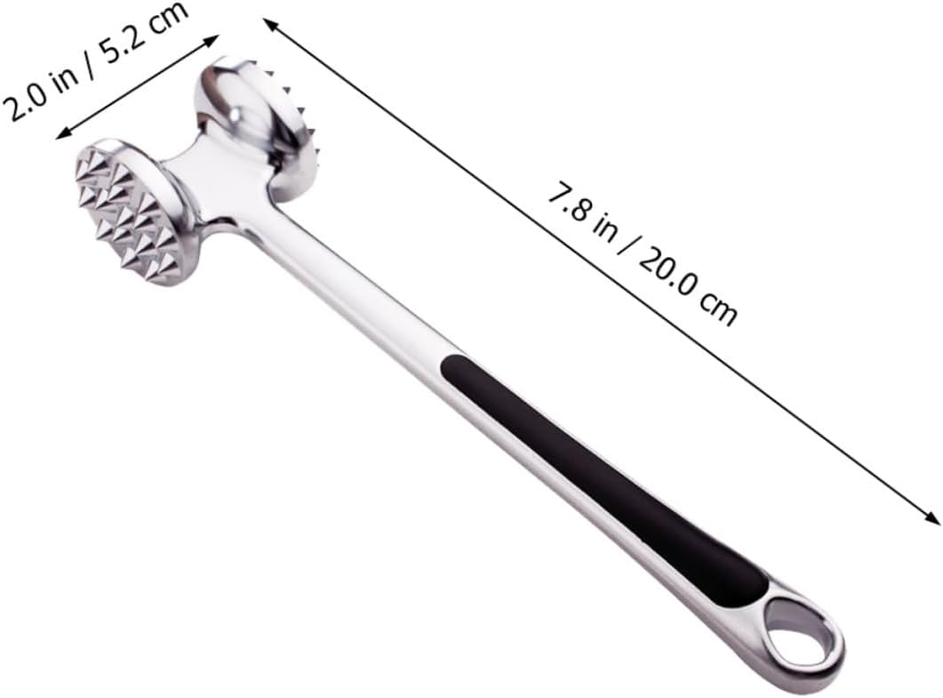 PRETYZOOM 2Pcs Stainless Steel Meat Hammer Kitchen Tong Barbecue Tool for Tenderizing Steak Beef and Poultry Essential Kitchen Gadget for Cooking and Grilling