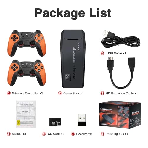 Upgraded Wireless Retro Game Console,Retro Game Stick with Built-in 20,000+ Games,4K HD Output 2.4GHz, Plug & Play for TV, PC, Projector, Monitor - Image 5