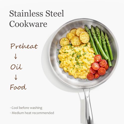 Image of CAROTE 30 PCS Tri-Ply Stainless Steel Cookware Set, Pots and Pans Set, Non Toxic Induction Kitchen Cooking Sets, Cookware Collection, Silver