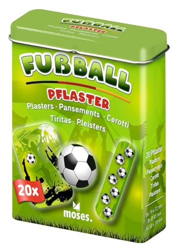 moses. Fußball Pflaster - Metall-Box mit 20 Pflastern | Kinderpflaster mit Motiv | Wundpflaster für Kinder
