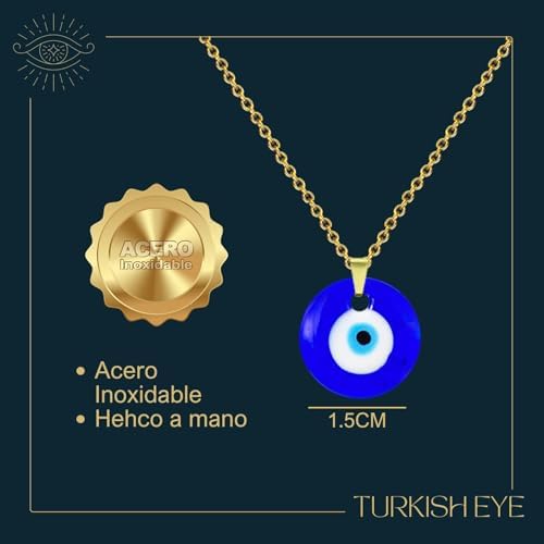 Bling Jewelry Amuleto Di Protezione Turco Aqua Charm Snella Malocchio Cavigliera Link Bracciale Per Le Donne Adolescente .925 Sterling Argento 9 Pollici