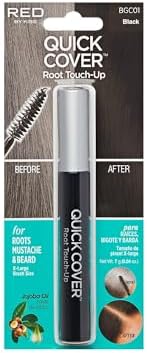 RED by KISS Quick Cover Root Touch Up Rescue (Black), Mascara Natural Water-Resistant Temporary Gray Concealer Cover Up Brush for Hair Mustache & Beard, Formulated with Jojoba Oil