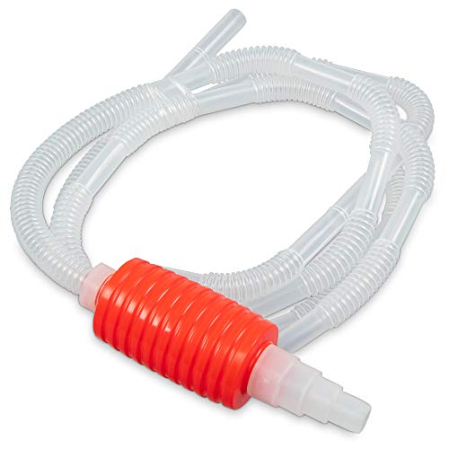 DEWAY Siphon Manual Transfer Pump, Portable High Flow Hand Pump with 8 ft. Hose, Transfer Gas, Gasoline, Diesel Fuel, Oil, Water Liquid, Easy Hand Squeeze Suction for, Vehicles, Fish Tank & More