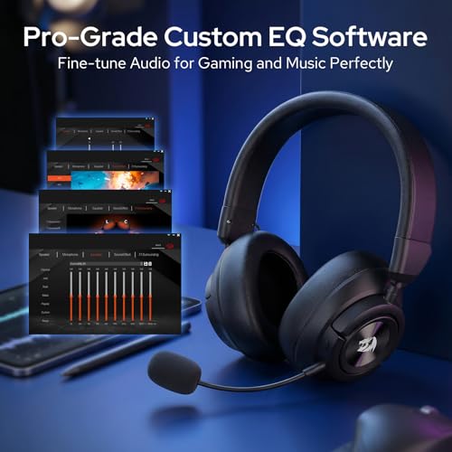 Image of Redragon H889 Wireless Gaming Headset, 4-in-1 (2.4G /BT /USB /3.5mm), 51H Battery & Play-While-Charging, 7.1 Spatial Audio & 53mm Drivers, Detachable Mic, Multi-Platform Headphone for PC /PS5 /NS /Mobile