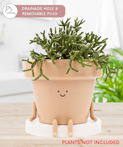 Original-Earthlings-Sitting-Pot-Cute-Plant-Pot-35-Inch-Plastic-Funny-Planter-with-Drainage-Unique-Cactus-Plant-Lover-Gift-Small-Succulent-Face-Flower-Pot-Fun-Teacher-Appreciation-Gift