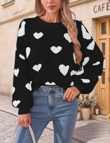 Image of Libsorge Womens Valentine Heart Sweater 2026 Valentines Day Trendy Cute Oversized Long Sleeve Pullover Sweaters