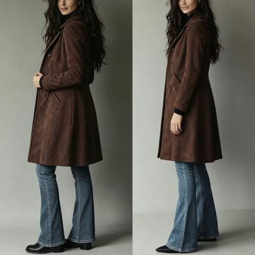 utcoco Faux Suede Trench Coat