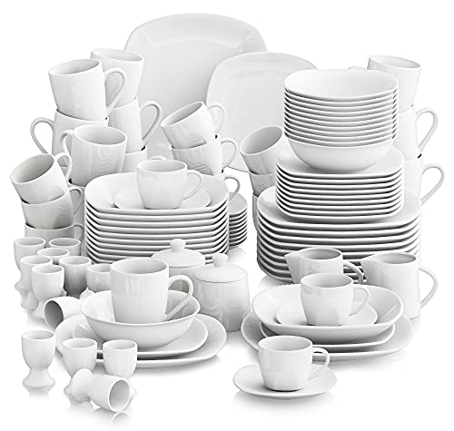 MALACASA, serie ELISA, Vajillas de Porcelana servicio de Cena Servicio de combinación de 100 piezas…