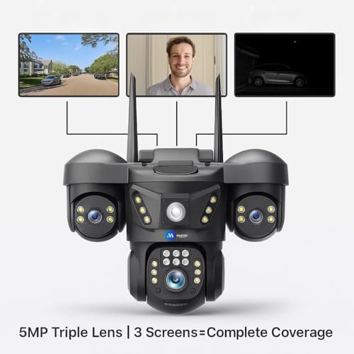 Image of Maizic Smarthome Trion 4G Sim CCTV Camera 5MP�3 (15MP) Triple Lens | 360� Pan Tilt Outdoor Security Camera | Color Night Vision | Human Motion Alerts | Two-Way Audio (Trion 4g Outdoor)