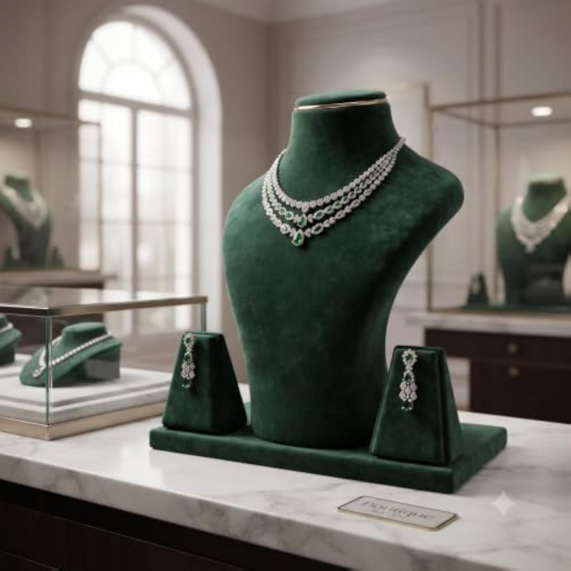 Velvet Jewelry Display Bust Stand for Necklaces & Earrings