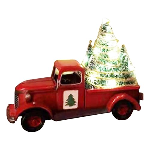 Décorations de Noël camionnette 3D en résine lumineuse pour table
