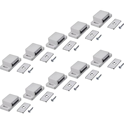 Gedotec Door Magnet Strong Magnetic Catch for Furniture & Cupboard Doors | Door Catch Square | Easy | Furniture Lock Plastic White | Holds 4 kg | Pack of 20 - Door Lock Magnetic Including Screws Cover