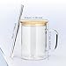 AGH 6 Pack Glass Sublimation Cups With Handle, 16oz Transparent Blanks With Bamboo Lid and Stainless Steel Straw, Mugs Tumblers
