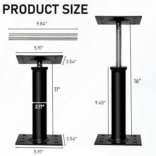House Floor Jacks for Leveling, 4 PCS Adjustable Jack Post 11"-16" Basement Floor Jack, Screw Floor Jack Post Supports Stabilizer Jacks for House Foundation, Stairs, Porches, Roof Beams by NAXVIO - Used condition - Image 5