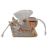 Doni Bomboniere Comunione 12 pz Scatolina per Confetti con Colomba Calice E Scritta Sacchetto Tiranti Bianco Cuoricino Centrale Idee Regalo Complete Originali Economiche