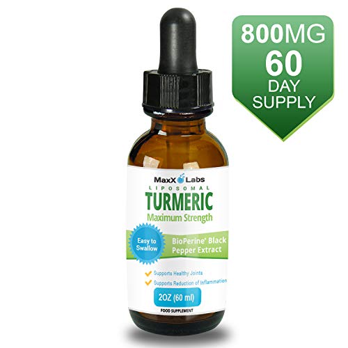 Turmeric Liquid - Highest Potency 800mg - Liposomal Tumeric Drops with BioPerine Black Pepper Extract - Antioxidant, Pain Relief, Joint Support - Turmeric Root Curcumin - Non-GMO 2oz