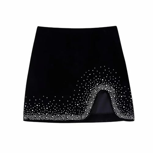 Minifalda de Terciopelo con Lentejuelas Negras y Rojas, Faldas Cortas Elegantes para Mujer, Ropa Elegante para Mujer, Ropa para Fiesta, graduación, Y2k-Negro-M