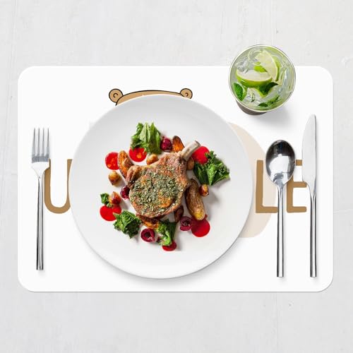 Sets de table souples en liège napperons blancs grand format ours dessin - 7