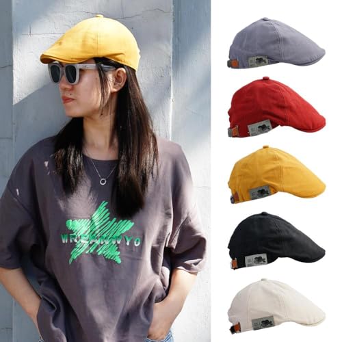 Cotton Flat Cap for Men, Adjustable Newsboy Style Hat - Image 2