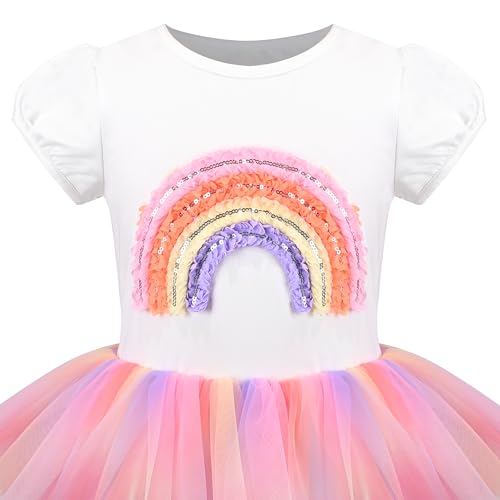 Girls Dress Pink Tutu Unicorn Dancing Tiered Skirt Ballet Birthday Party 3-73