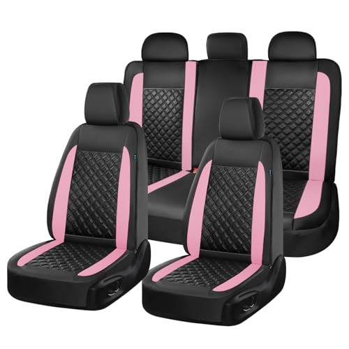 Image of FLORICH Seat Covers, Atomutive Seat Covers Full Sets, Waterproof Seat Cover for Cars, Luxury Leather Universal Seat Cover Accessories Fit for Most Cars SUV Truck Sedans(Pink)
