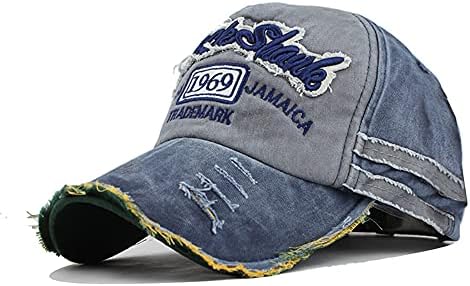 YULOONG Vintage Cotton Baseball Cap Fashion Washed Denim Retro Frayed Edge Sunhat Embroidered Trucker Hat Classic Sports Casual Hip Hop Cap Adjustable Size for Men Women