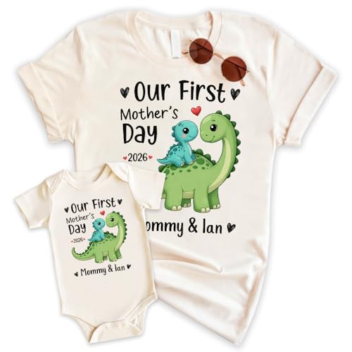 Personalized Mom and Baby Matching Shirts Our First Mothers Day New Mom Gift 2