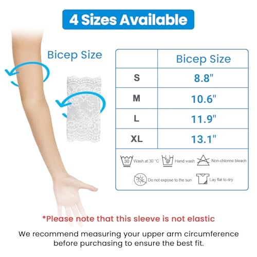 MENURSY PICC Line Manchon en dentelle – Élégant couvre-bras moyen, doux et respirant IV et protecteur de plâtre, joint en silicone antidérapant, 1 pièce, blanc, Large – vue 2