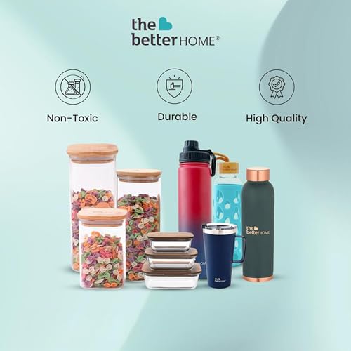 Image of The Better Home Copper Water Bottle 950ml each | 100% Pure Copper Bottle | BPA Free Water Bottle with Anti Oxidant Properties of Copper Pack Of 2