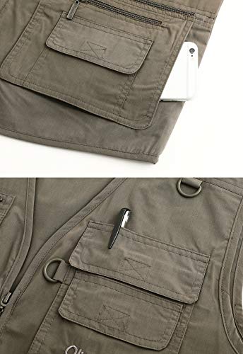 Image of Hbufnha Men's Casual Safari Travel Vest 16 Pockets Outdoor Work Vest Sleeveless Jacket Fishing Hiking Photograph