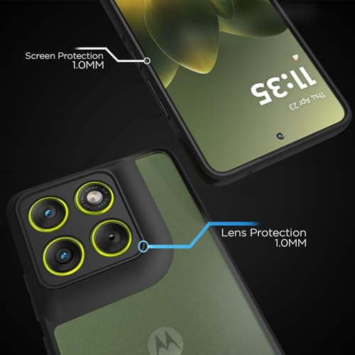 Image of RIGGEAR Shockproof Sleek Hybrid Armor Back Cover Case for Motorola Moto Edge 70 5G (Clear PC + Black TPU Bumper)