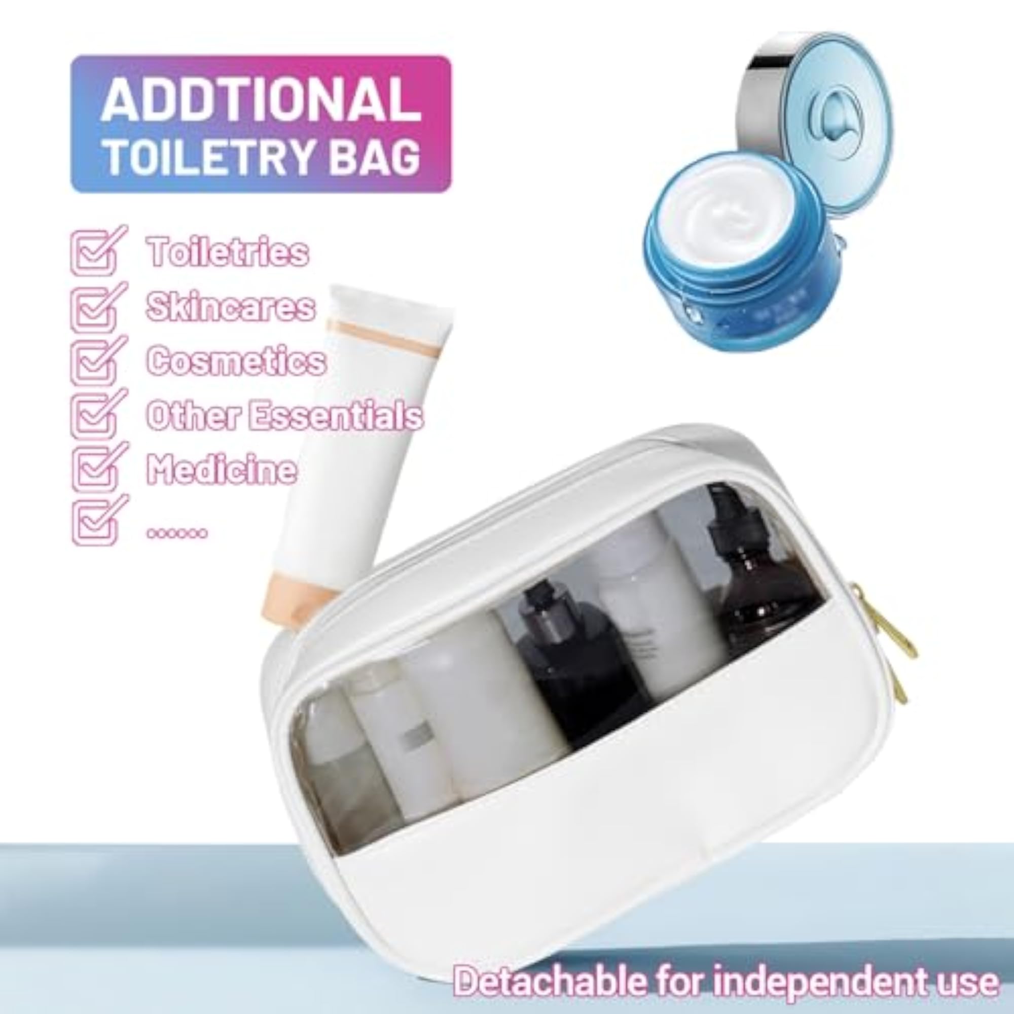 Double Layer Travel Toiletry Bag Set for Women, Large Cosmetic Organizer